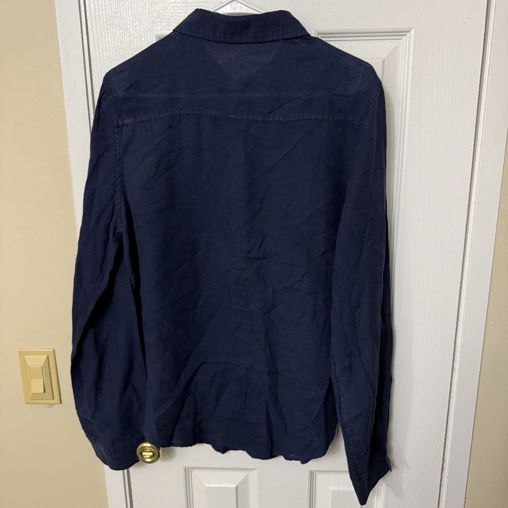 Lilly Pulitzer Long Sleeve Linen Sea View Button Down Shirt Blue Size Large NWOT - Picture 2 of 4